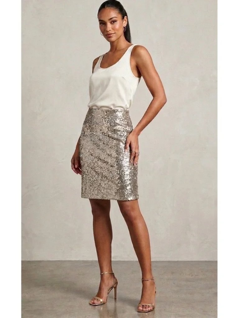 White House Black Market Sequin Pencil Skirt